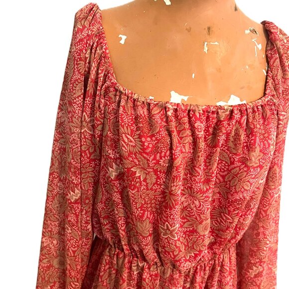 Banana Republic Pink Floral Print Dress Midi Ruffle Women's Sz S Feminine - Picture 2 of 8